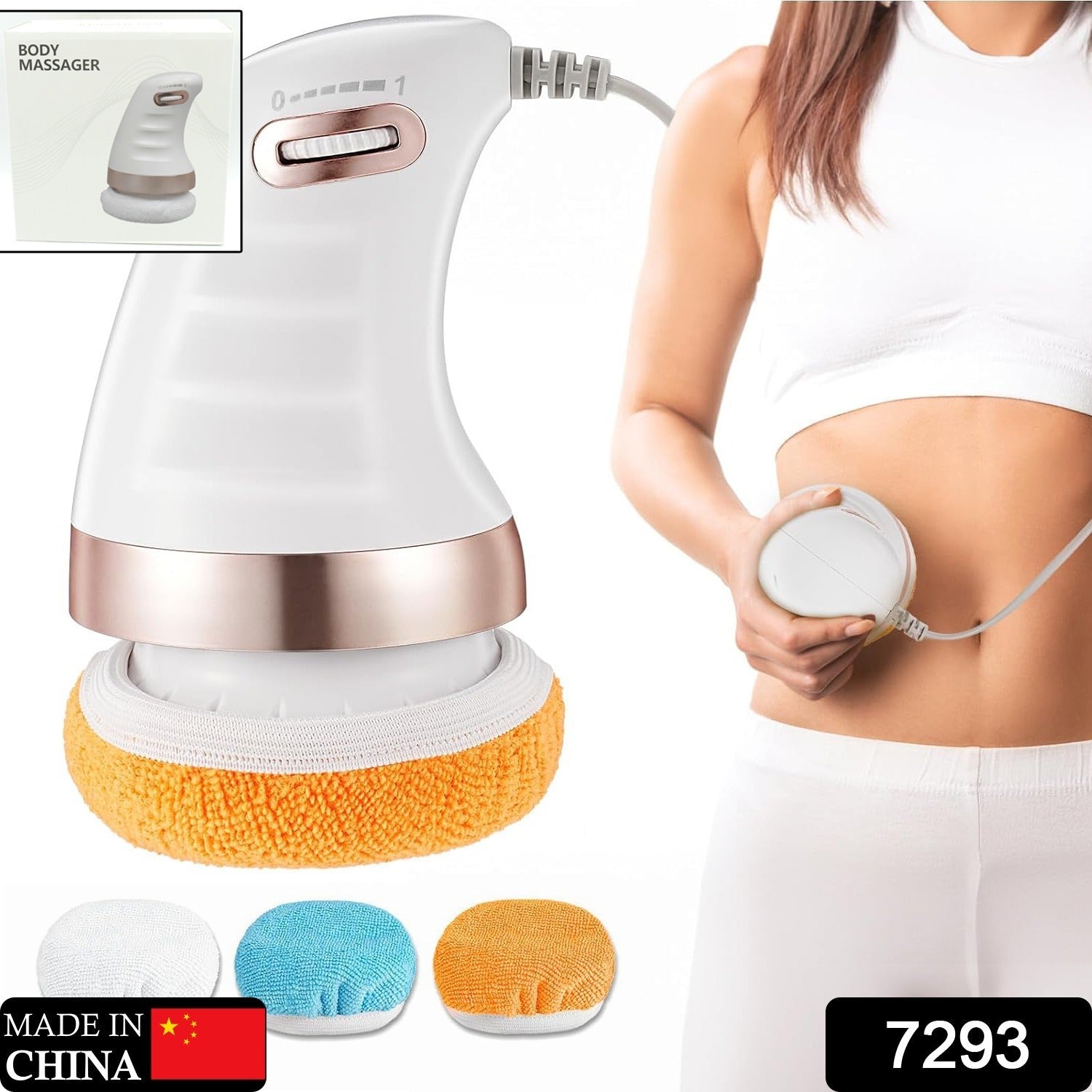 7293 Body Massager Shaping Machine | Body Sculpting Massager with 3 Washable Pads |Adjustable Speeds | Electric Handheld Massager for Belly, Waist, Legs, Arms, Butt (1 Pc) 7293 Body Massager Shaping Machine | Body Sculpting Massager with 3 Washable Pads |Adjustable Speeds | Electric Handheld Massager for Belly, Waist, Legs, Arms, Butt (1 Pc)